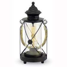 Where can i buy a primitive table lamp? Eglo 49283 Bradford Black Rope Lantern Style Table Lamp