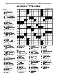 Algebra Puzzler 5 15 X 15 Crossword Slope Of A Line Halloween Crossword Puzzles Crossword Puzzles Halloween Puzzles