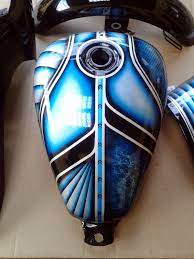 Hand striped red & black. Metal Flake And Blue Candy Coat Custom Motorcycle Paint Jobs Custom Paint Motorcycle Motorcycle Painting