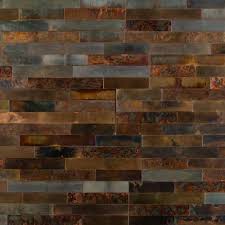 Backsplashes are fabricated from steel, stainless, brass, copper or aluminum materials and are available in a variety of natural and powder coat finishes. Distressed Copper Peel And Stick Metal Wall Panel 6 X 24 100587153 Floor And Decor