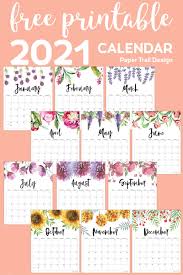 Free Printable Calendar 2021 Floral Paper Trail Design In 2020 Free Printable Calendar Printable Calendar Template Printable Calendar