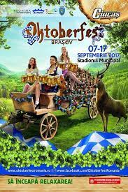 Cel mai mare festival al berii este oktoberfest, este una dintre cele mai mari serbari populare din anul acesta are loc intre 7 si 17 septembrie, brasov in zona fostului stadion municipal si este organizat cu ajutorul celor de la bere ciucas , favorita mea. Oktoberfest BraÈov 2017 La Stadionul Municipal