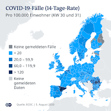 Auf der vom ecdc veröffentlichten karte ist kroatien grün markiert, was auf ein günstiges epidemiologisches bild hindeutet. Corona Trend Regionale Hotspots In Der Eu Europa Dw 12 08 2020