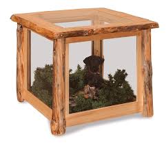 Amish Rustic Log Wood Display End Table Case Rustic End Tables Log End Tables Living Room Furniture Tables