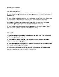 Rules For A Formal Debate High School Classes Debate School Levels
