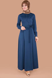 Gupur Sikligi Kemeri Gupurlu Tesettur Elbise Indigo Urun Kodu Pua6059 64 90 Tl Basortusu Modasi The Dress Moda Stilleri