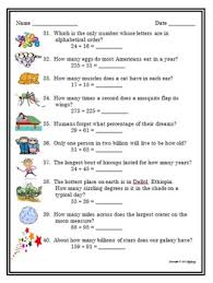Addition 50 Fun Random Trivia Questions By Infoprep Tpt