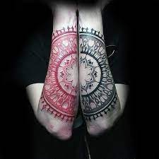 This red and black shaded tattoo design is rather amazing. 60 Red And Black Tattoos For Men Manly Design Ideas Tattoos For Guys Tattoos Forearm Tattoo Design