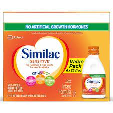 Once mixed, feed immediately or refrigerate in a sealed container; Similac Sensitive Infant Formula With Iron Ready To Feed 1 Qt Pack Of 6 Walmart Com Walmart Com