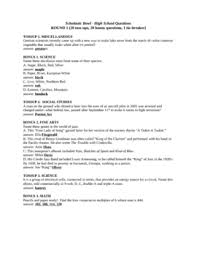 Whether you have a science buff or a harry potter fanatic, look no further than this list of trivia questions and answers for kids of all ages that will be fun for little minds to ponder. Over 60 Toss Ups 60 Bonus Questions For High School Scholastic Bowl Or Quiz Bowl Practice Rounds The Bonuses Are All Fo School Quiz School Levels Scholastic