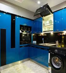 مطبخ أكريلك أزرق Acrylic Blue Kitchen Modern Kitchen Design Modern Kitchen Kitchen Design Small