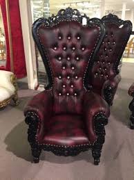 Black Burgundy Gothic Absolom Tattoo King Queen Highback Salon Throne Chair Goth Home Decor Gothic Furniture Gothic Home Decor