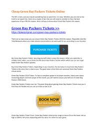 Cheap Green Bay Packers Tickets Online By Ticket Original