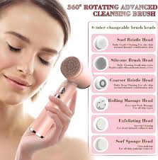 Facial Cleansing Brush,6 in 1 Electric Face Scrubber Facial Spin  Rechargable IPX6 Waterproof Face Scrubber with 6 Brush Heads,3 Speeds  Suitable Oily Dry Sensitive Skin Women & Men for Deep Cleansing : Beauty &  Personal Care