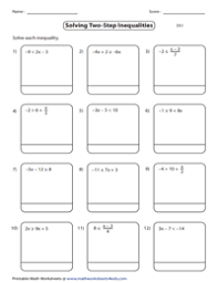 .inequalities worksheet answer key, source: Two Step Inequalities Worksheets