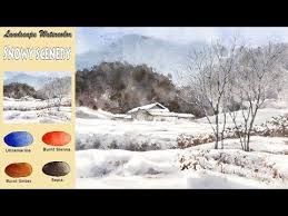 Basic Landscape Watercolor Snowy Scenery Wet In Wet Arches Rough Namil Art Youtube Watercolor Landscape Watercolor Lessons Watercolor Video