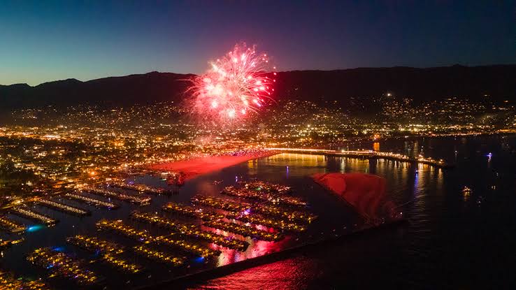 Fireworks over West Beach, AI generated