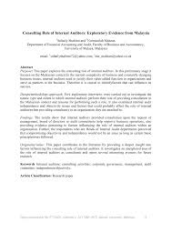 An auditor is reviewing sales cutoff as of march 31, 2009. Pdf Consulting Role Of Internal Auditors Exploratory Evidence From Malaysia