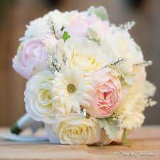 If you use a stand, make sure that your bouquet is not too big and that it easily stands up. Wedding Flowers In Silk Roses Peonies Light Pink Ivory Bridal Posy Bouquet Ebay