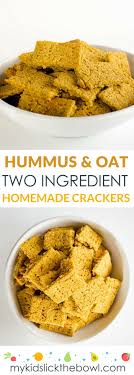 Hummus Oat Crackers 2 Ingredient Crackers Recipe Homemade Crackers Healthy School Snacks Oat Crackers