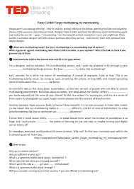 Movie Worksheet Ted Forget Multitasking Try Monotasking Ted Talk Activities Monotasking Ted