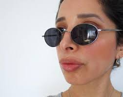 Authentic Vintage Mini Silver Metal Frame Oval Sunglasses