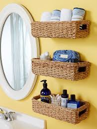 Build small bathroom storage into unused space (image credit: Home Ideas Review Bathroom Wall Storage Small Bathroom Storage Bathroom Storage Solutions