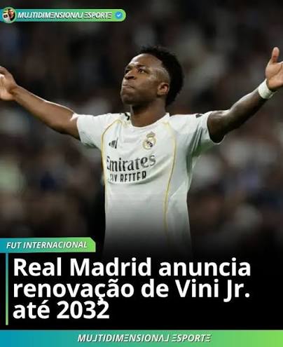 O Real Madrid anunciou nesta quinta-feira (6) a renova&ccedil;&atilde;o de contrato de Vinicius J&uacute;nior at&eacute; 30 de junho de 2032. O novo v&iacute;nculo coloca fim &agrave;s especula&ccedil;&otilde;es sobre o futuro do atacante