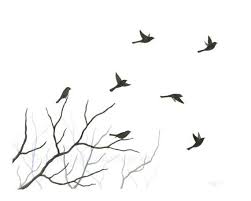 Bird On Tree Branch Painting Original Watercolor Bird Painting Flying Birds Silhouette Tree Branch Art Nature Home Decor Bird Bird Silhouette Art Flying Bird Silhouette Silhouette Art