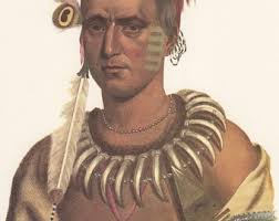 Ma Has Kah, Chief of the Ioways Vintage Native American Indian Print  History Indian Tribes of North America 1978 Vol I