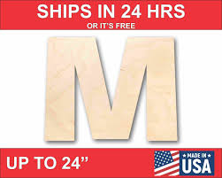 Unfinished Wood Block Letter M - Craft - up to 46" DIY – 24 Hour Crafts
