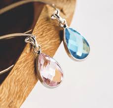 Aretes de Plata con Cristales de Cuarzo Color Rosado para Bodas