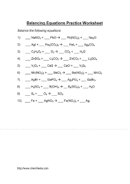 The purpose of balancing chemical equations is to make sure the same number of each element exist as reactants and products. Balancing Chemical Equations Quizmo Answers Balancing Chemical Equations Worksheet Answers Instructions On Balancing Chemical Equations