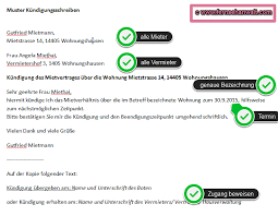 Wie schreibe ich eine kündigung einer wohnung? Kundigung Der Wohnung Durch Die Mieter Was Ist Zu Beachten