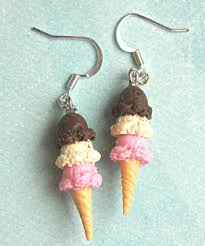 Neapolitan Ice Cream Dangle Earrings Cream Earrings Polymer Clay Earrings Food Earrings