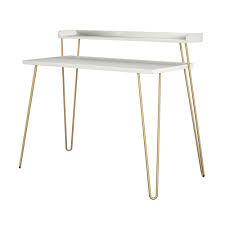 Spa furniture reception white marble desk with gold panel: Gold Desks White Gold Desks You Ll Love In 2021 Wayfair