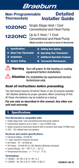 Braeburn thermostat instructions & manuals step by step instructions on programming, maintaining and troubleshooting updated on decem. Braeburn 1220nc Braeburn 1020nc 1220nc Wall Thermostat 1020nc User Manual Manualzz