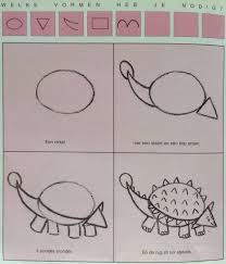 Draw a series of ovals to make the arms and hands. Dino 3 Leren Tekenen Knutselen Dinosaurus Kind Tekening Leer Tekenen