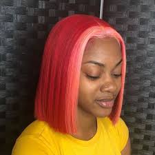 Black And Pink Lace Front Wig Highlights Red Pink Colored Bob Lace Front Wigs Preplucked Colored Human Hair Bob Wigs With Baby Hair Brand Lisah Red Wigs Strawberry Red Hair Wig Hairstyles