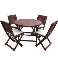 Salon De Jardin En Bois Exotique Chloe Marron Acajou Table Pliante O100 Cm 4 Chaises Pliantes Jardins En Bois Bois Exotique Salon De Jardin