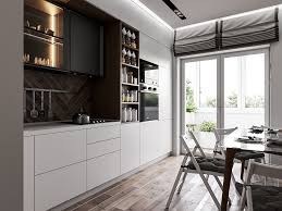 Kitchen Design In Two Variations On Behance White Modern Kitchen Modern Kitchen Set Small Appartment