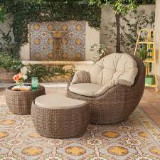Royal Garden Greta Ottoman 3 Piece Wicker Patio Lounge Chair With Beige Cushions Fra50683 St The Home Depot In 2020 Patio Lounge Chairs Outdoor Lounge Set Patio Furniture Sets