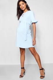 Maternity Ruffle Tie Waist Smock Dress Boohoo Dresses Maternity Dresses Mini Wrap Dress