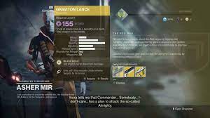 This weapon is the needle. Destiny 2 Exotic Gear Graviton Lance Energy Weapon
