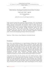 Mar 31, 2020 · departemen humas media online ini memiliki tanggung jawab untuk mendistribusikan informasi melalui berbagai media yang dapat diakses kapan saja, di mana saja melalui jaringan internet. Pdf Public Relations Membangun Komunikasi Internal Dalam Perusahaan