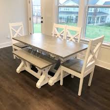 6ft Trestle Table Dining Set Read Description On Shipping Etsy In 2020 Farmhouse Table With Bench Farmhouse Kitchen Tables Kitchen Dining Sets