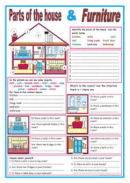 Parts Of The House And Furniture Elementary Worksheets Vocabulary Worksheets English Exercises