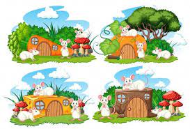 Baixe Conjunto De Casas De Fantasia No Jardim Com Animais Fofos Isolados No Fundo Branco Gratuitamente Fantasy House Arts And Crafts Projects Cartoon Styles