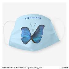 Lifesaver Blue Butterfly On Light Blue Cloth Face Mask Zazzle Com In 2020 Face Mask Blue Butterfly Mask
