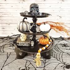 I knew i could create a diy tiered tray that would match my kitchen/house perfectly! Dollar Tree Halloween Tiered Tray Tutorial Simply Made Local